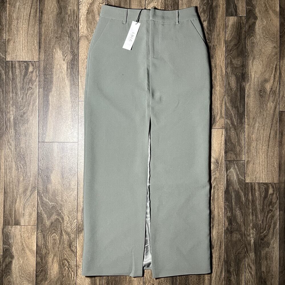 LBLC The Label Tess Skirt Women's Medium Jade Green Front Slit Maxi NWT SI3921